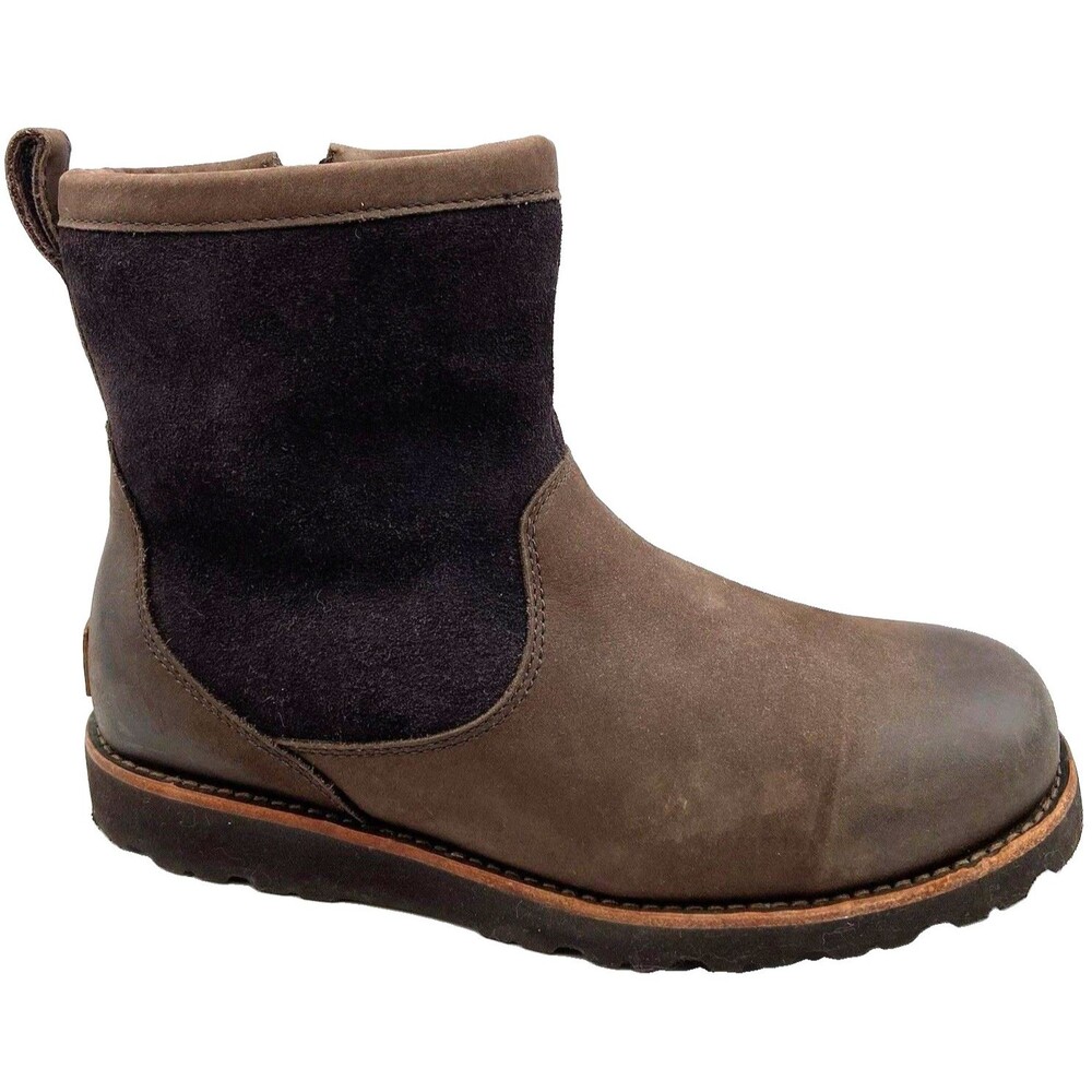UGG Hendren TL Waterproof Boots Mens 8 Sheepskin Lined Ankle Brown - Picture 1 of 16